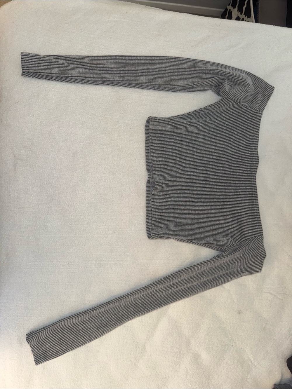 BOOHOO Gray Ribbed Long-Sleeve Crop Long Sleeve